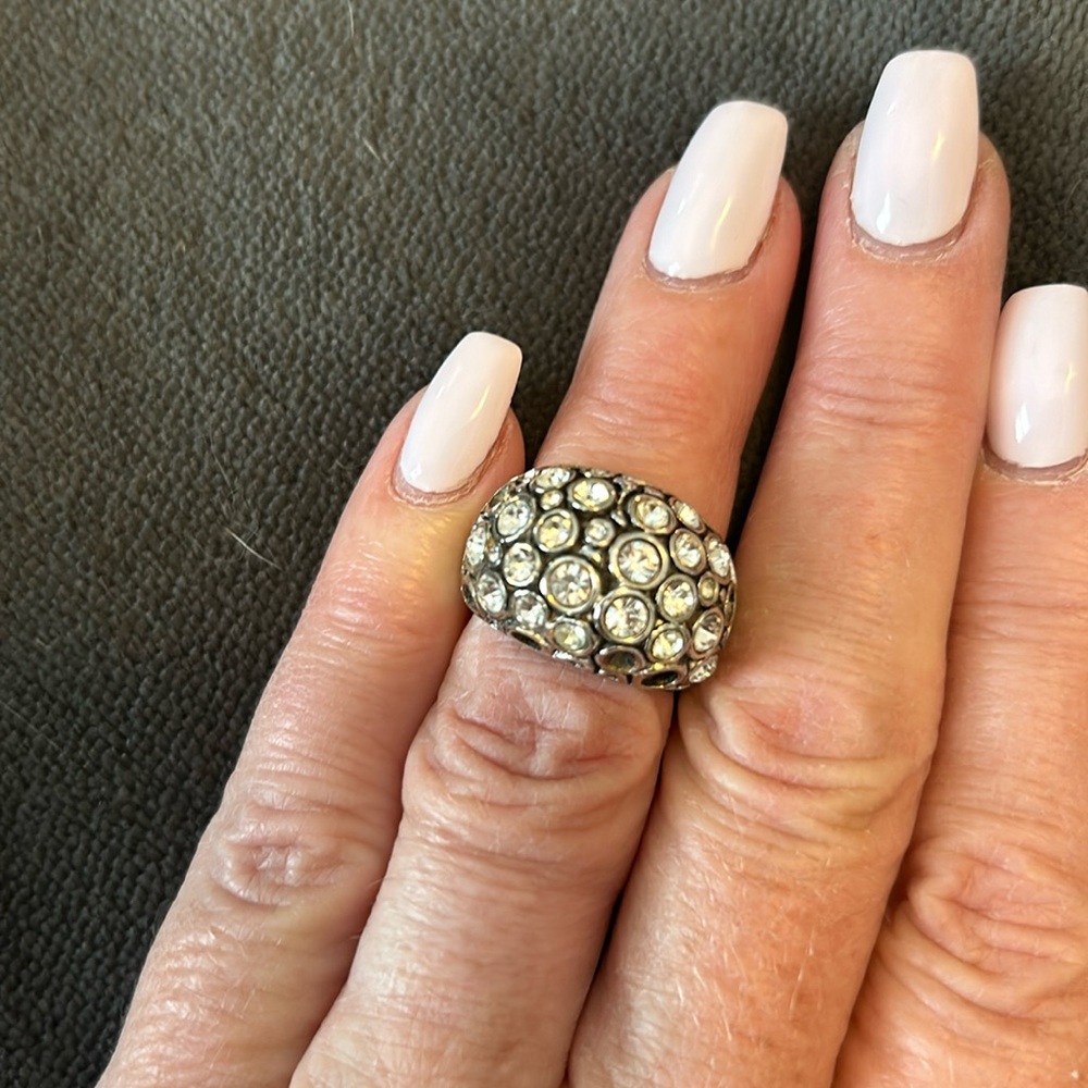 Dome rhinestone ring 6 vintage